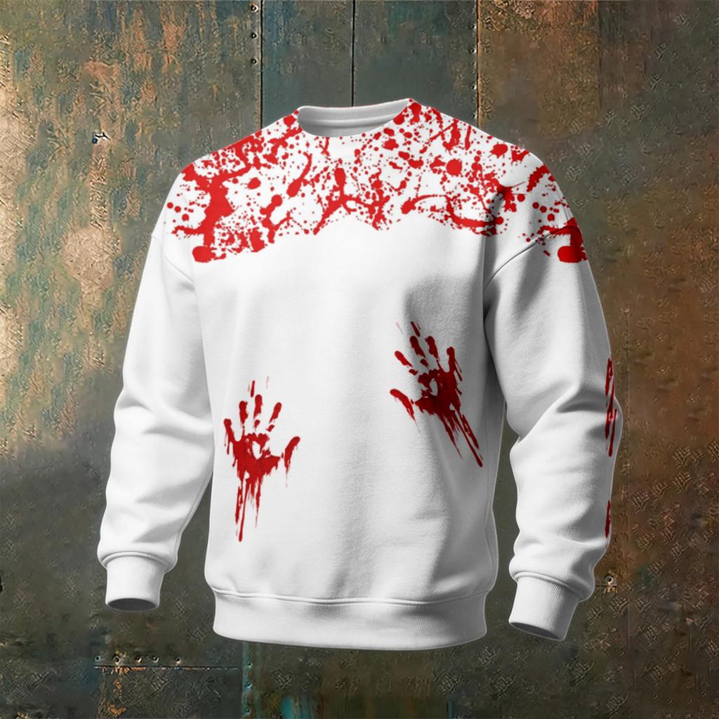 Men's Halloween Printed Neck Long Sleeve Sweatshirt for Casual Daily Wear