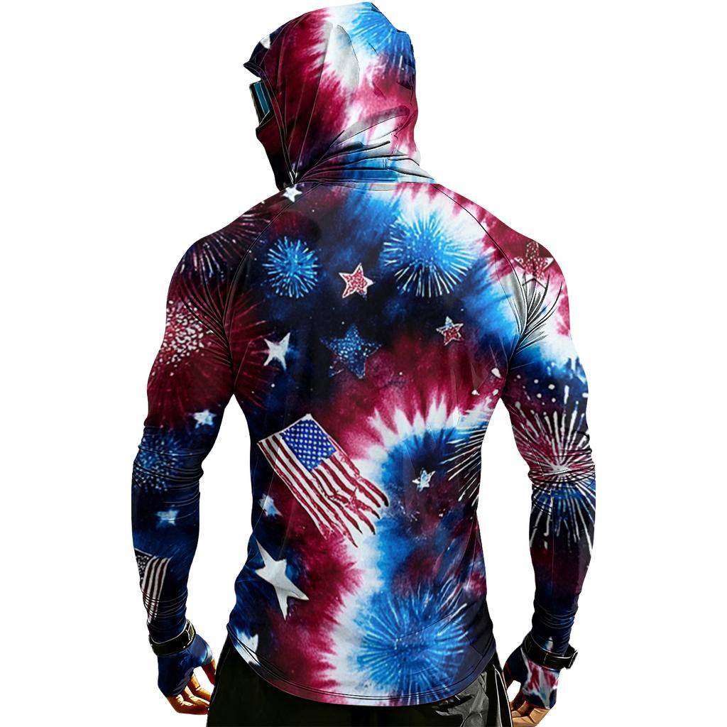 Men's Casual Raglan Sleeve Hoodie Long Sleeve Sun Protection Shirt Lightweight Breathable Fabric with Graphic Print for Outdoor Sports