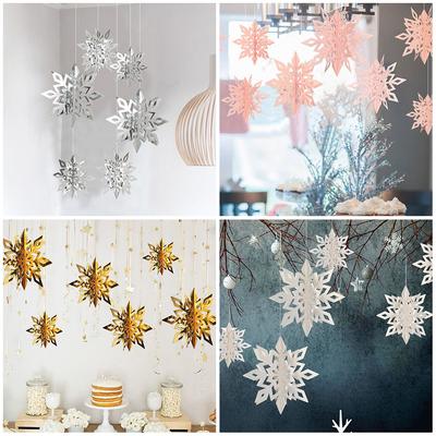 Schneeflocken-Ornamente aus Perlpapier für Weihnachts- und Neujahrsdekoration 6er-Pack
