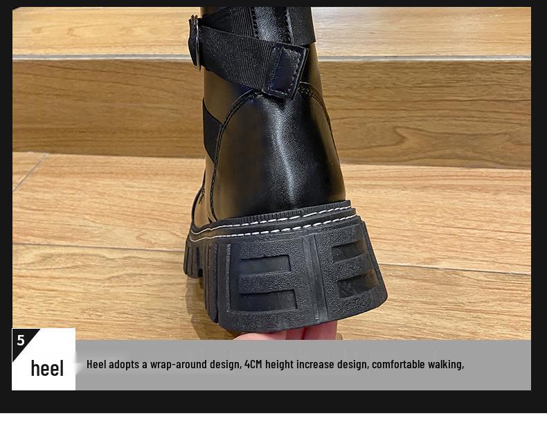 Herren Schwarze Leder High-Top Motorradstiefel im Britischen Stil