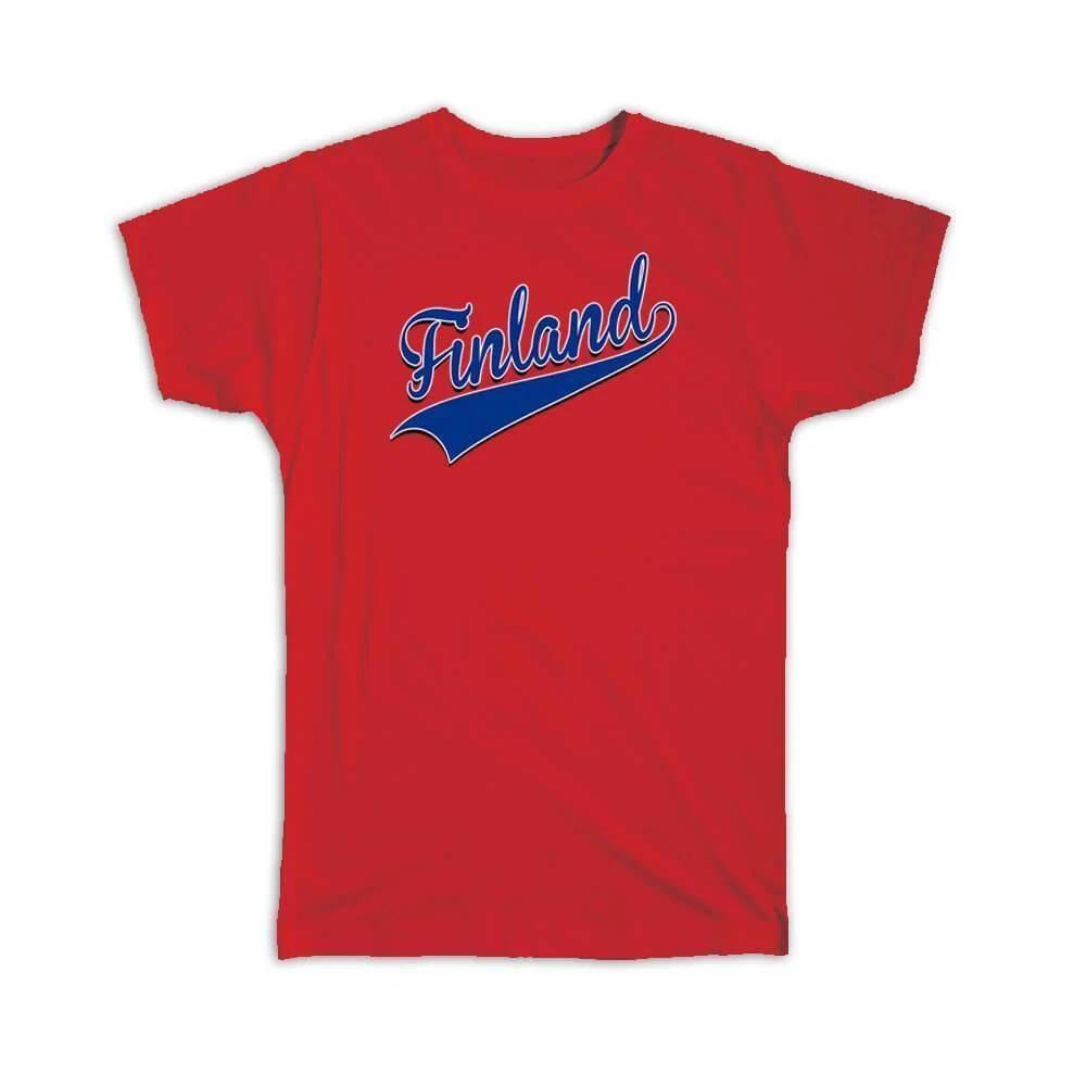 Gift T-Shirt : Finland Flag Varsity Script Baseball Beisbol Country Pride M