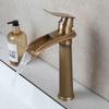 Antique Brass Bathroom Basin Sink Faucet Waterfall Hot Cold Mixer Tap Single Handle Basin Faucets Deck Mounted Tap