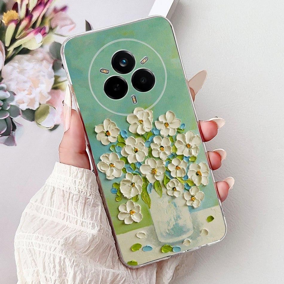 For Realme 14 Pro 14Pro+ Elegant Floral Cat Printed Phone Case For Realme 14 Pro Plus 14Pro 5G Soft Silicone TPU Cases