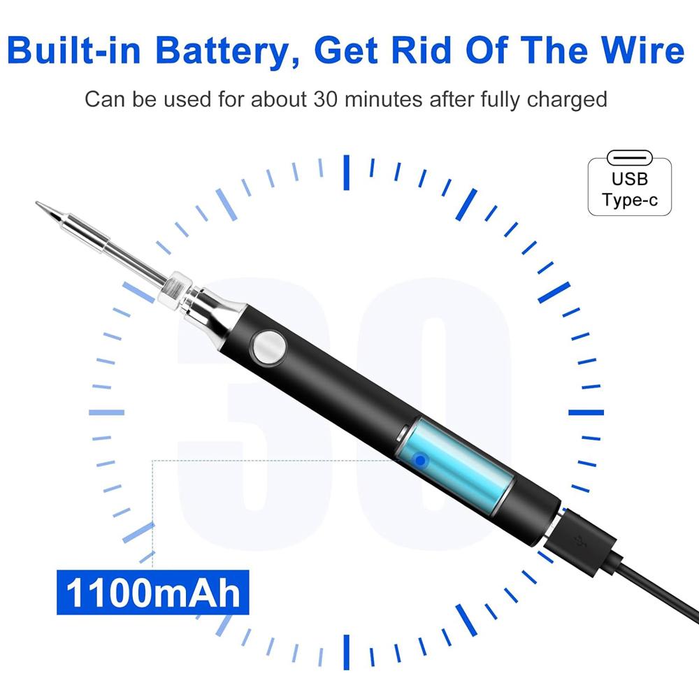 USB Rechargeable Portable Cordless Soldering Iron Tool Kit Temperature Adjustment Welding Tool Pen for Home Repair DIY