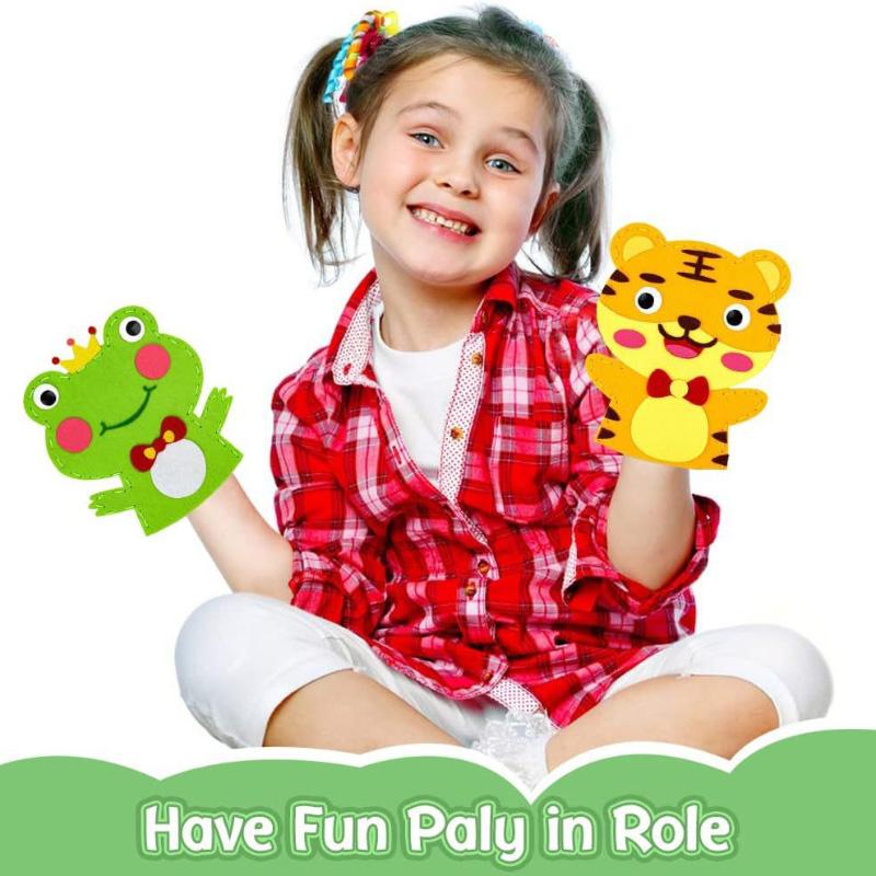 Cute Cartoon Animal Hand Puppet Children DIY Art Craft Toys Fine Motor Skill Training Sewing Lacing Hand Role Play Handmade Kits