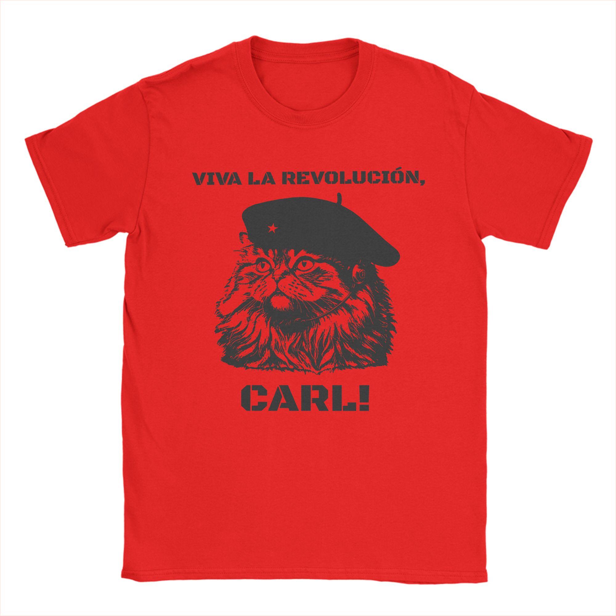 Novelty Viva La Revolucion Carl Dungeon Crawler Carl TShirts for Men 100 Cotton T Shirts Short Sleeve Tees Printing Tops S