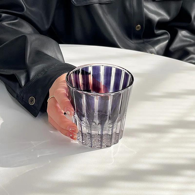 200ml Star Diamond Cut Rock Cup Whisky Cups Household Water Cup Minimalist Style Glass for Bar Party Colored Crystal Glass Cup