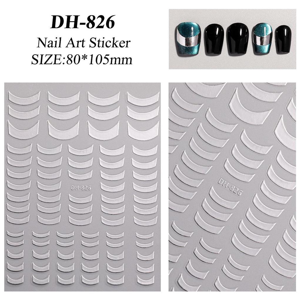 Self-Adhesive Gold & Silver Foil French Nail Stickers In Trendy DH Style