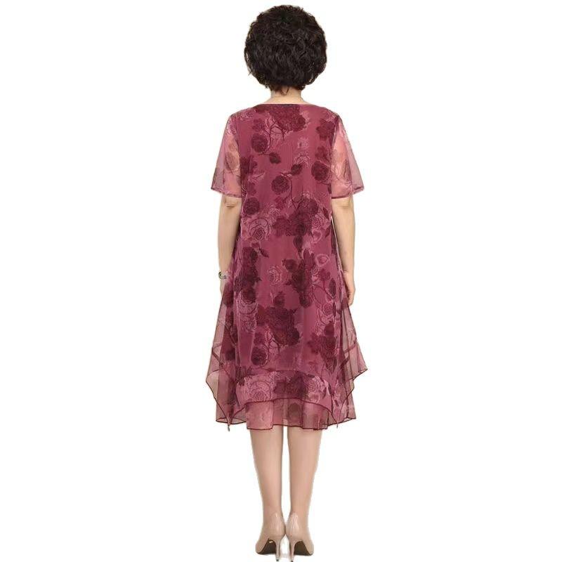 Women's Spring and Summer Short-sleeved Round Neck Loose Large Size 5XL Dress Women's Mid-length Breathable Long Dresses
