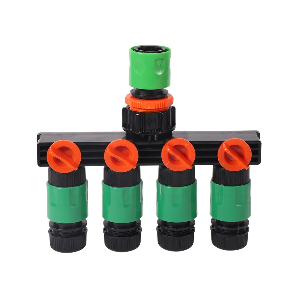 4-Way Independent Valve Hose Splitter DN16mm Inlet 1/2" Pipe 4/7mm Outlet Water Switch Garden Greenhouse Irrigation Fitting 1set