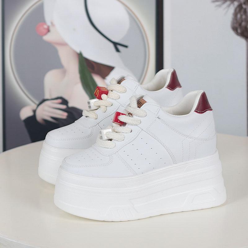 Fashion 12CM Invisible Inner Increase Small White Shoes Women  New Small Thick Platform Platform Shoes Leisure Sports Luxury Shoes