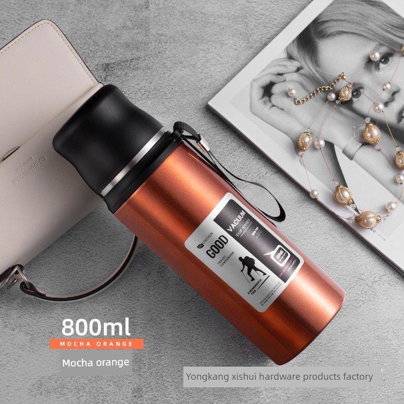Brand New Large-Capacity Thermos Cup, Stainless Steel Kettle, Vacuum Outdoor Travel Kettle, Portable Car-Mounted Water Cup, Customizable with Text