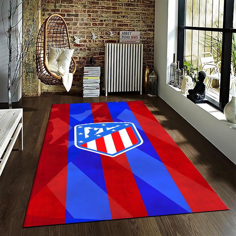 "Red and Blue Striped Carpet with Shield Emblem for Home Decor" Suitable for use as an anti-slip for living room bedroom sofas