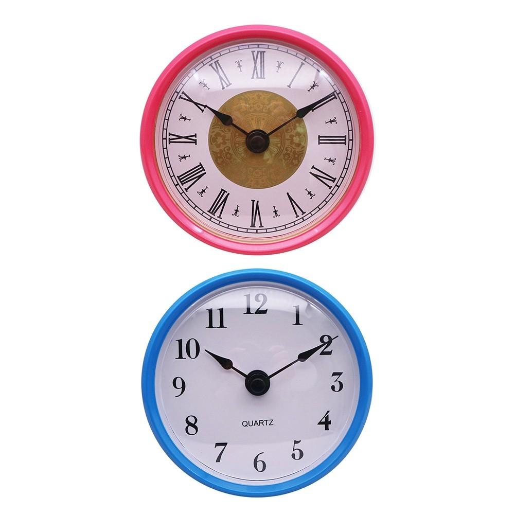 3-1/8 Inch (80 mm) Quartz Clock Insert  Hand Quartz Movement Pink Blue Trim