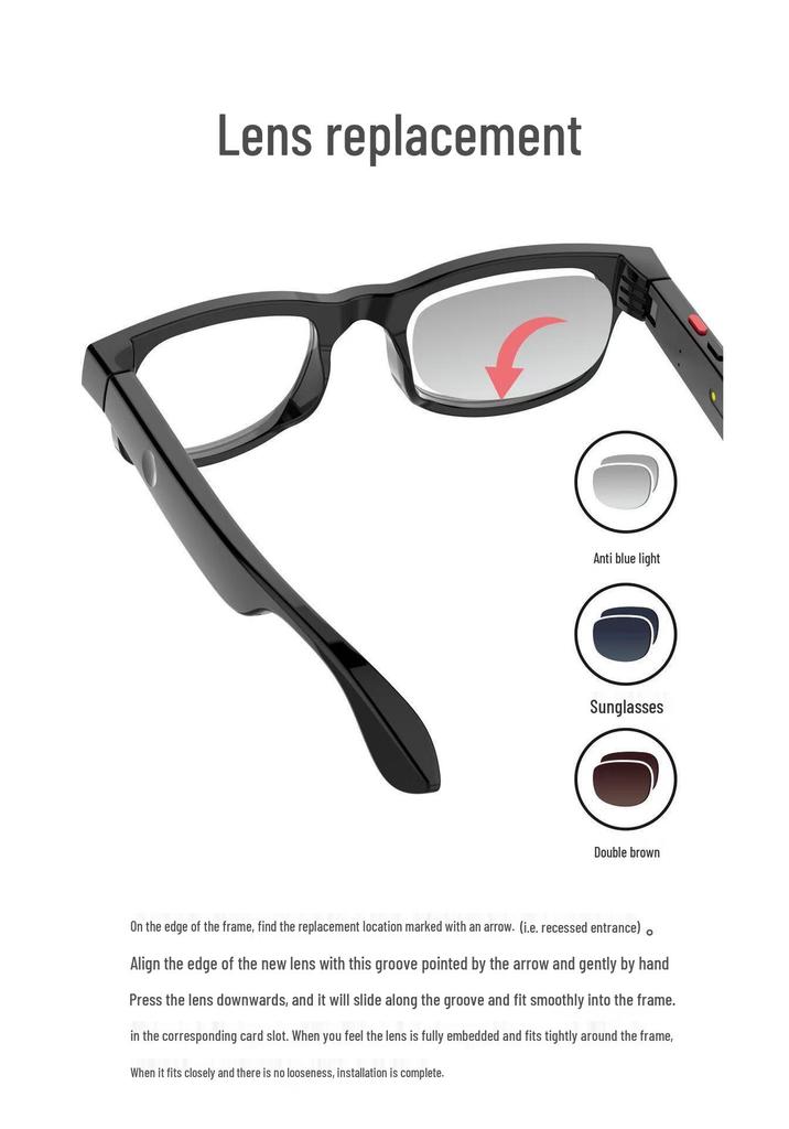 AIMB-G1 Smart Glasses: AI-Powered Translation, Image & Object Recognition, Anti-Shake Photography, Video Recording, Blue