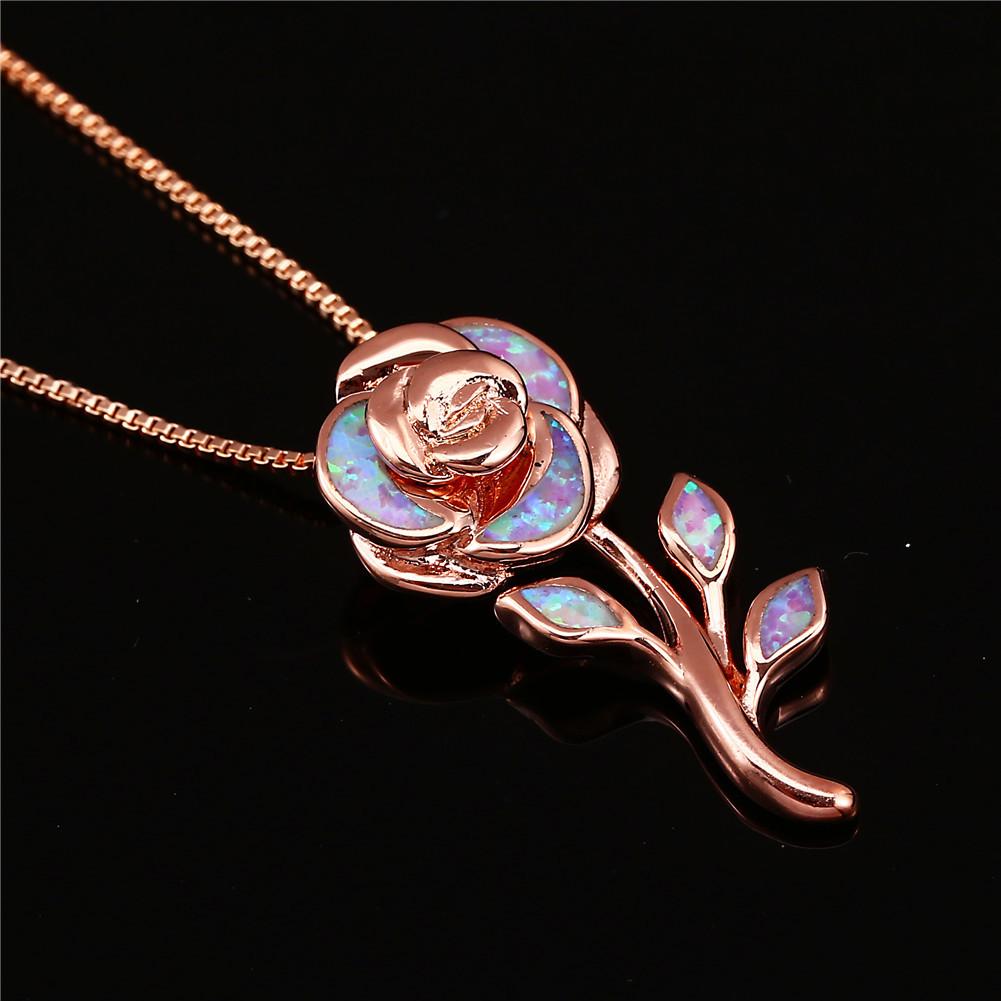 

Европейская и американская мода Розовое золото Фиолетовый Целая роза Подвеска Ожерелье Ретро