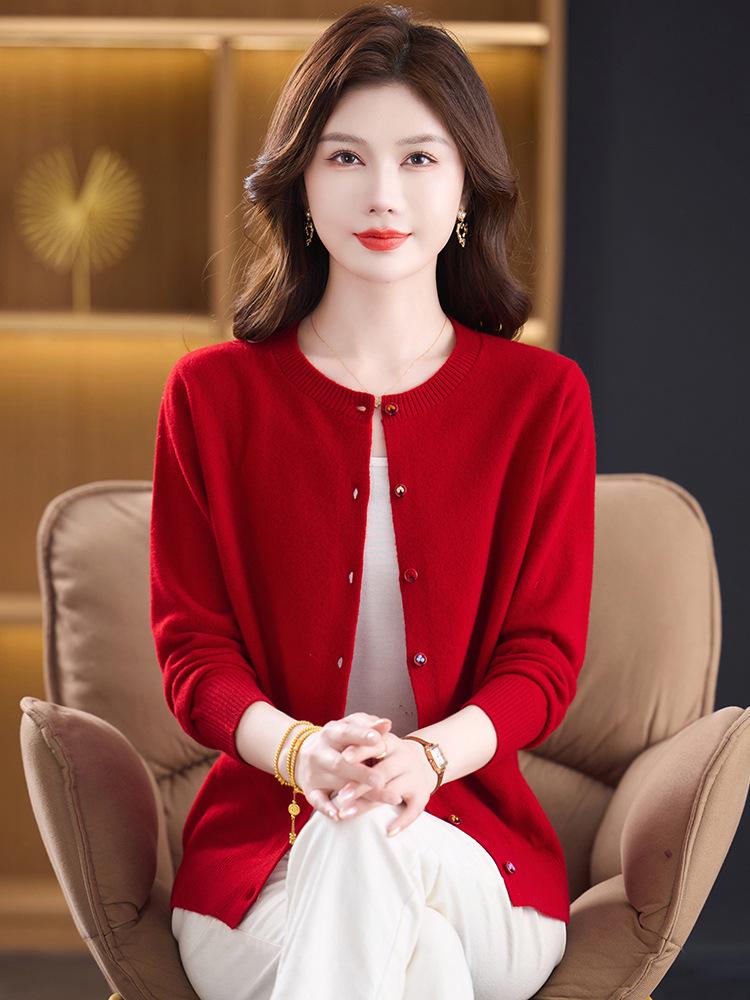 Cardigan Lungo in Maglia 100% Lana Pura da Donna - Nuovo Maglione Girocollo Autunno/Inverno per Mamma