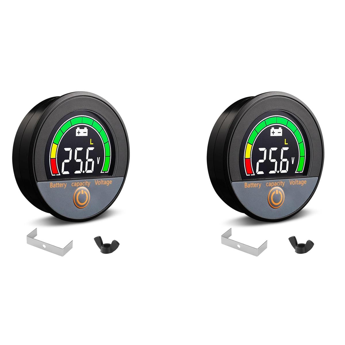 

2025 New 2X 12V 24V 48V 60V 84V Waterproof IP67 Battery Capacity Voltage Meter with Backlight LCD and Low-Voltage Alarm чорний