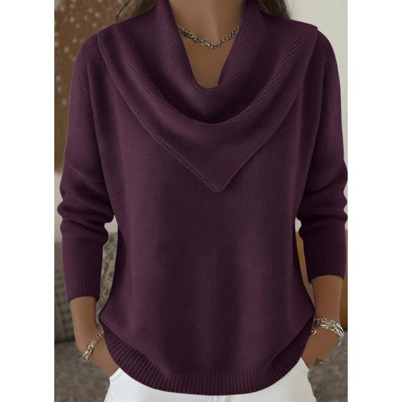Nouveaux hauts et pulls unis à manches longues pour femmes pour l'automne et l'hiver
