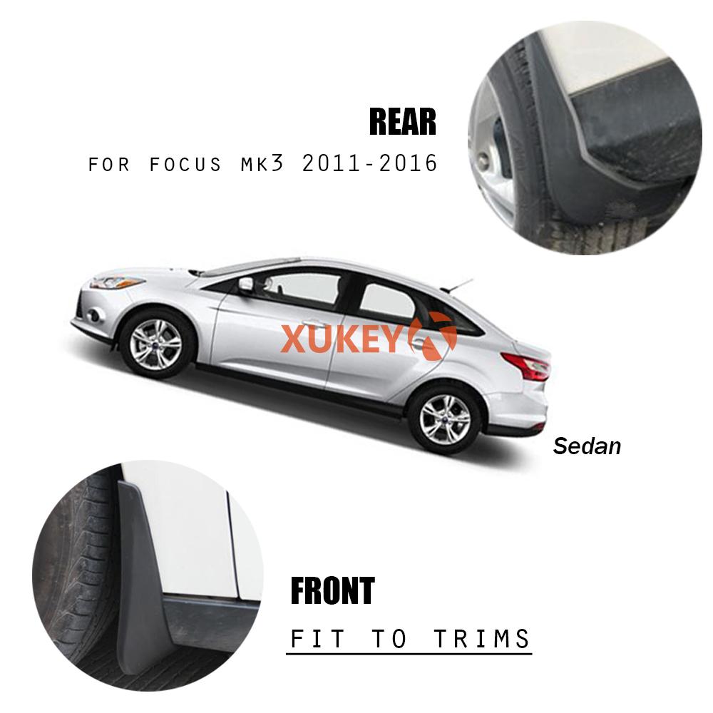 Set Schmutzfänger für Ford Focus 3 MK3 4Dr Limousine 2011–2016, vorne und hinten, Schmutzfänger, Spritzschutz, Kotflügel, 2015, 2014, 2013, 2012