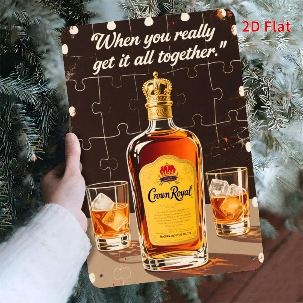 Crown Royal Whiskey Metal Wall Sign Bar Decor Iron Art Plaque 11.8x7.8 Inches