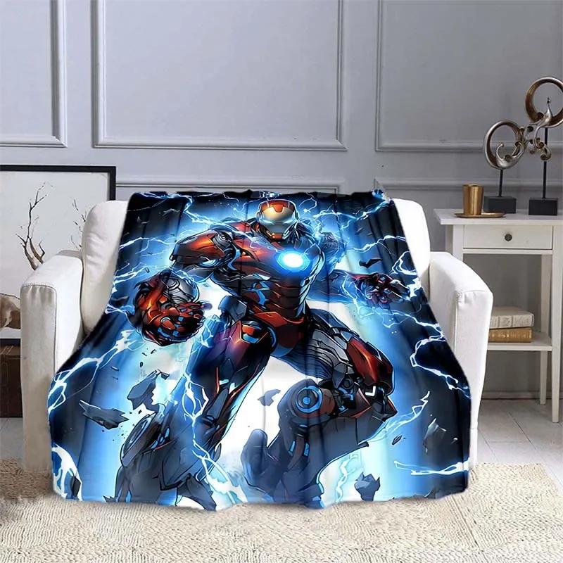 Iron Man Printed Blanket Children Adult Blanket Soft and Warm Bedding for Bed Sofa Outdoor Travel Cover Blanket