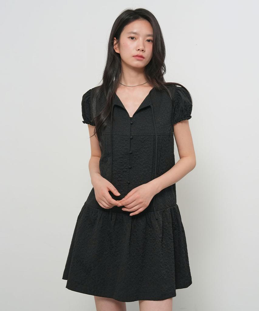 GENERALIDEA Floral Cap Sleeve Mini Dress [Black] / Gf2Lop522