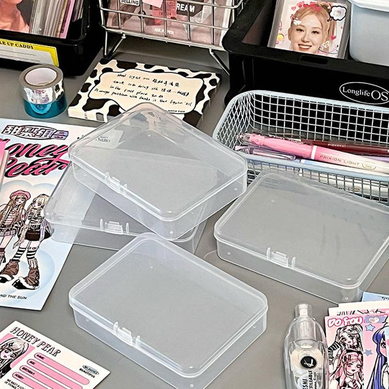

Прозрачная пластиковая коробка для хранения фотокарточек, маленькая коробка для хранения карточек, настольный органайзер, классификационная коробка, канцелярские принадлежности