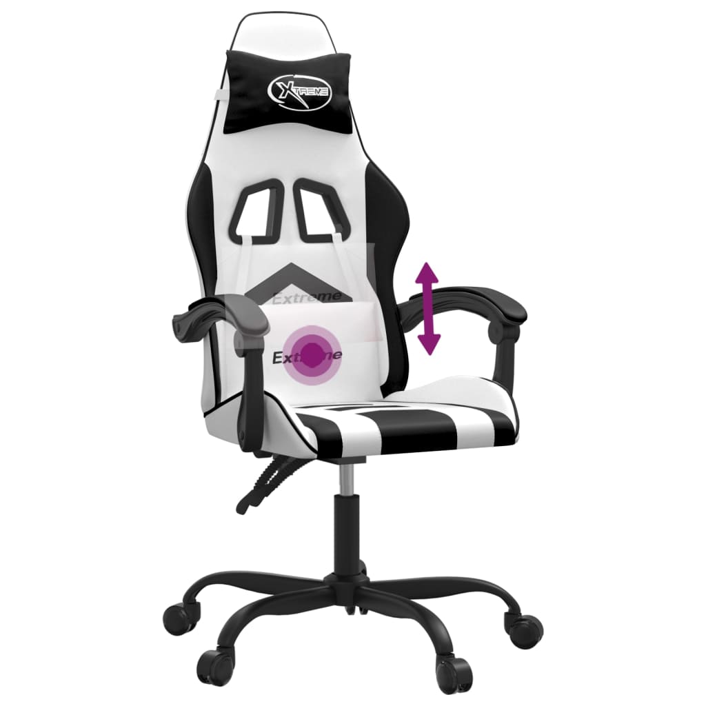 Gaming Chair Swivel White and Black Artificial Leather