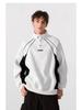 2025 Trendy Hong Kong Style Color Block Polo Shirt with Embroidery Lettering - Men's Retro Loose Hoodie