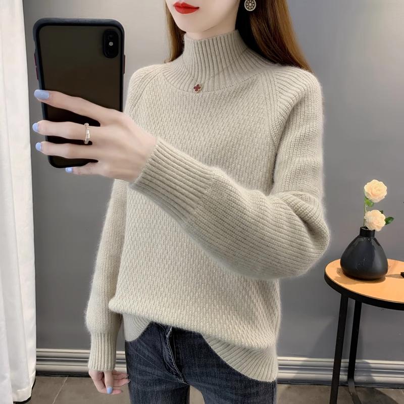 Turtle Neck Drop Shoulder Sweater, Casual Long Sleeve Sweater for Fall & Winter, Women's Clothing