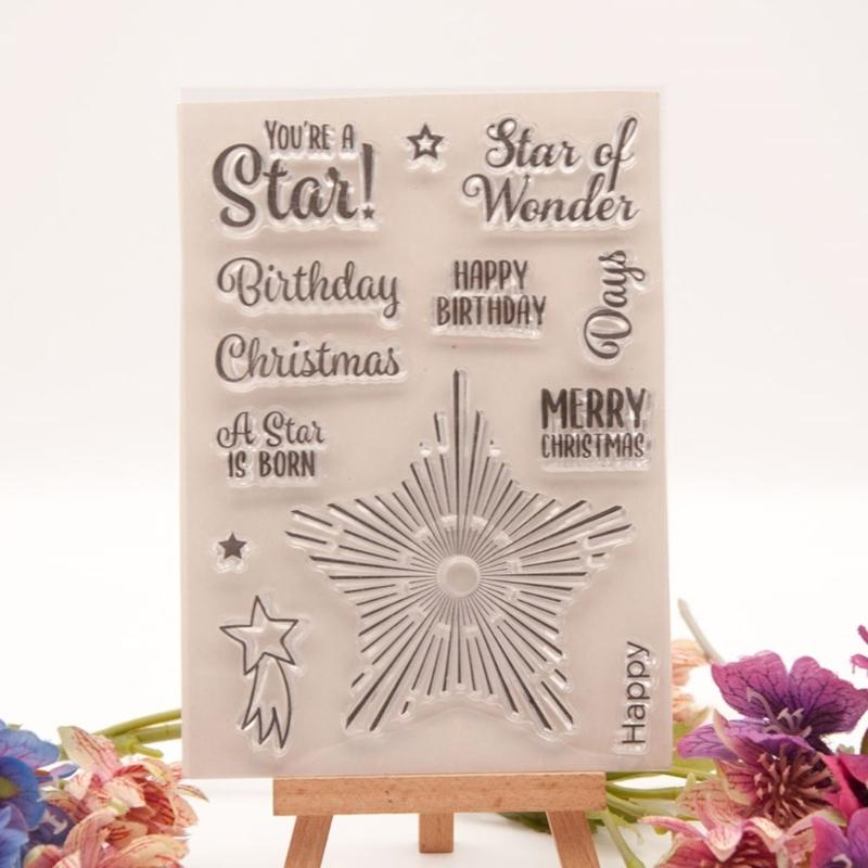 Greeting Words Patterned Stamp Blessing Words Clear Silicone Stamp for Scrapbooking Valentines Christmas Holiday Cards