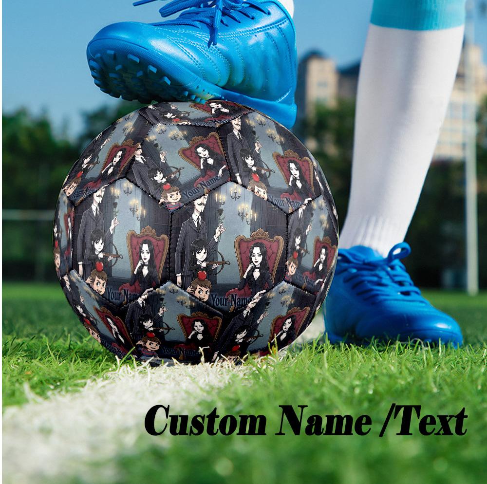 Custom Text Size 5 Soccer Ball, Standard Match Football For OutdoorThe Addams Family
