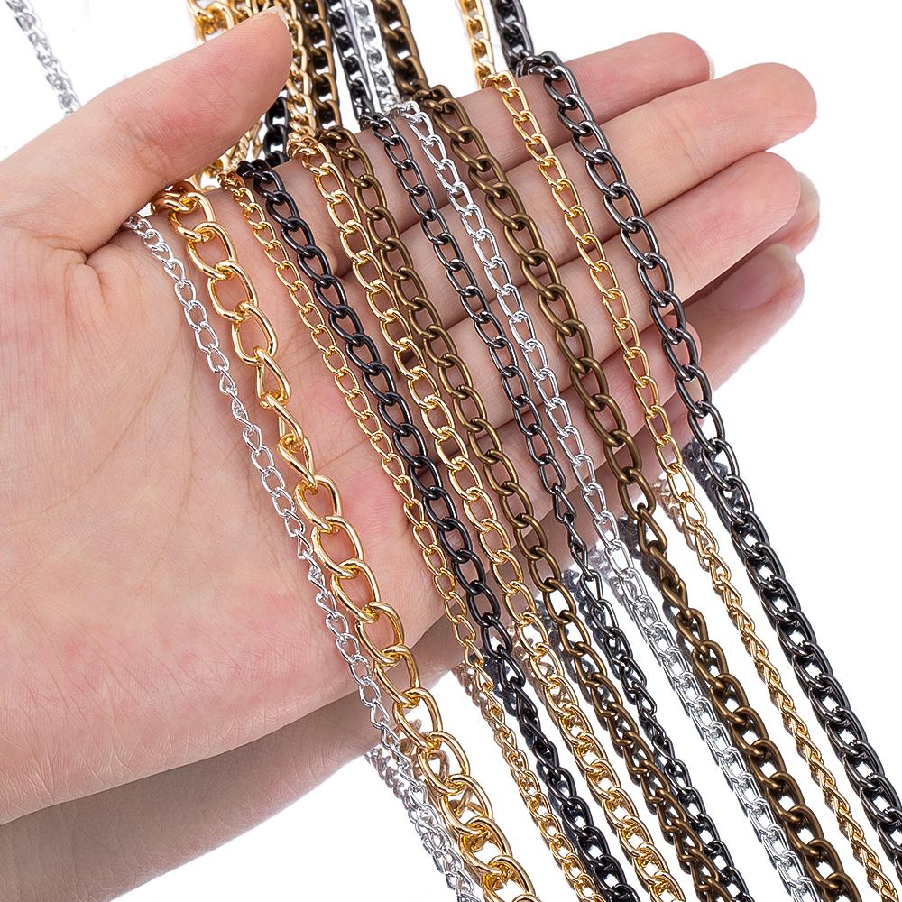 2M 1M 0.5M Aluminium Chain Curb Twisted Chain Links for DIY Handmade Necklaces Bracelets Jewelry Making Accessories Multi Color