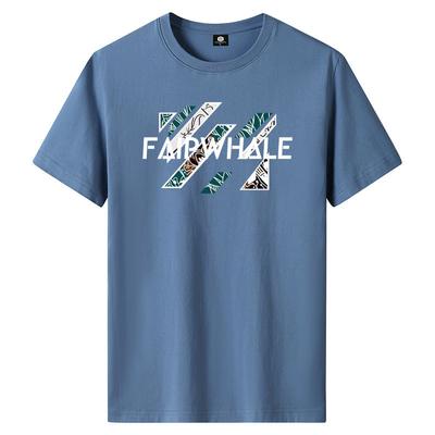 Faipwhale M-6XL Pure Cotton Mens Short-sleeved T-shirt Round Neck Boy Casual Tee Shirt