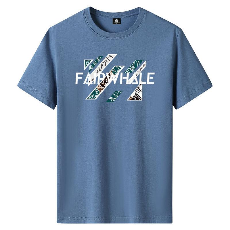 Faipwhale M-6XL Pure Cotton Mens Short-sleeved T-shirt Round Neck Boy Casual Tee Shirt