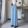 High-Waisted Ice Silk Women's Culottes - Lightweight, Wide-Leg, and Slimming Nine-Point Pants for Summer.