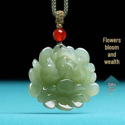 Pendentif Lotus Fortune Épanouie Jade Pendentif Collier Jade Pendentif Lotus Bleu Jade Pendentif Hommes Femmes Pendentif
