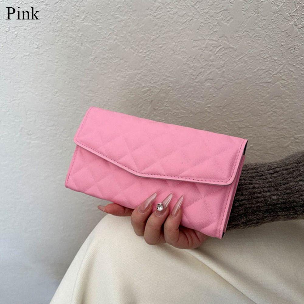 

Fashion Women Ladies Holding Long Wallet PU Leather Handbag Multi-function Card Bag Lady Coin Purse Portable Clutch Bag розовый