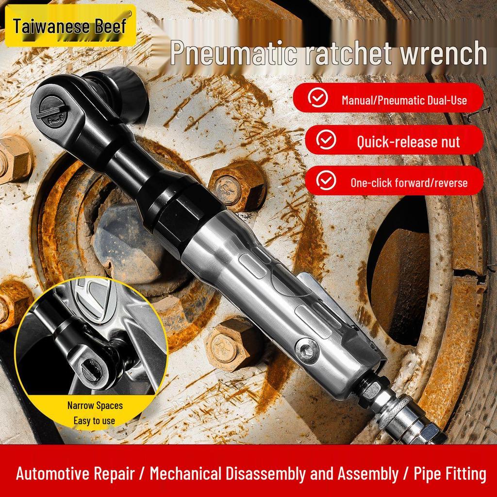 Industrial Grade High Torque Two-Way Pneumatic Ratchet Wrench - Compact Air Impact Tool for Auto Repair