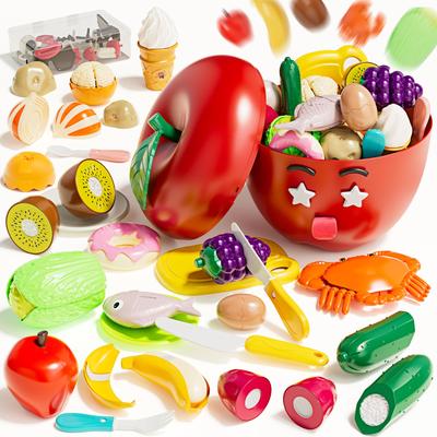 Play House Set Cute Stone 74 Piece Set Play House Ingredients with Storage Box Apple Design Stamps You Can Make Your Own Seafood Vegetables Fruits