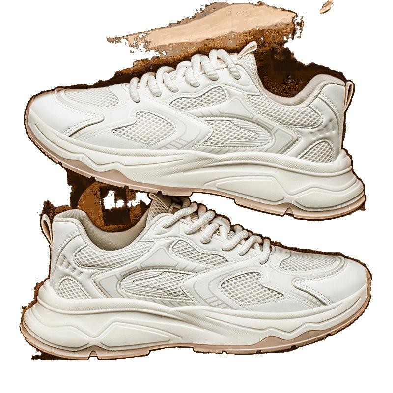 Men's sports shoes new breathable mesh shoes lightweight running shoes men's casual travel shoes dad shoes little white shoes