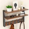 with Hooks Two-Tier Coat Rack Wall Mounted Entryway Coat Hook Wall Shelf  for Bedroom Living Room