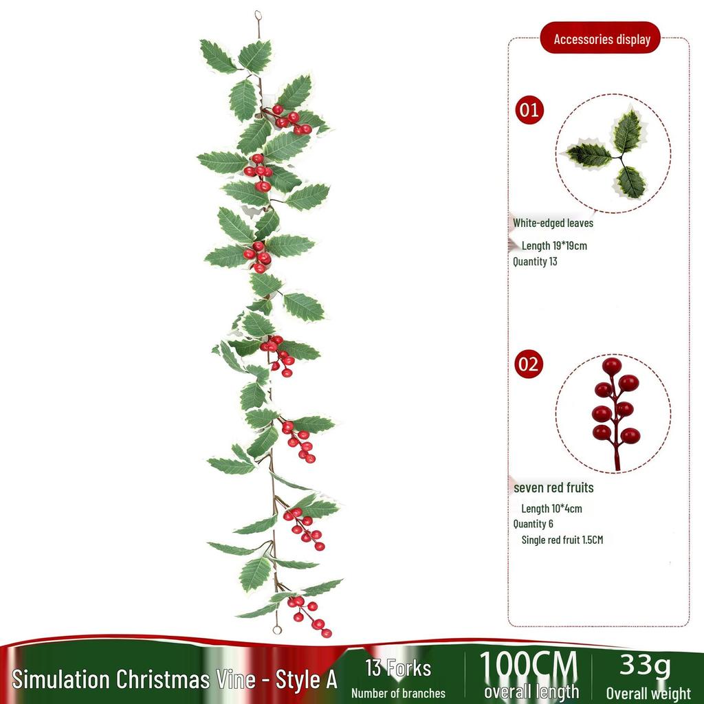 Red Berry Christmas Vine Home Decoration - Festive Party Garland