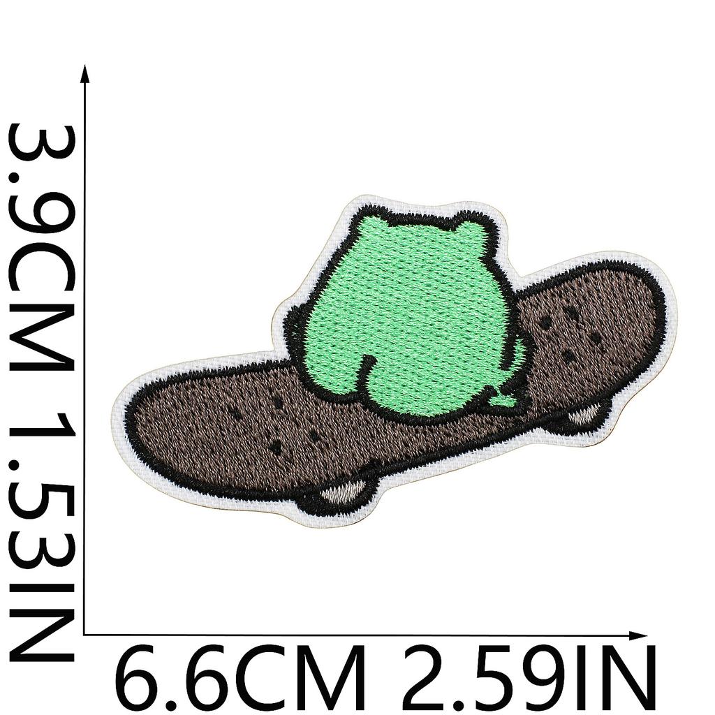 Animated Frog Embroidery Cloth Sticker Knife Frog Patch Sticker Clothes Decoration Milk Tea Frog Computer Embroidery Sticker Ironing