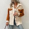 Women's Spliced Woolen Warm Polar Fleece Lapel Thickened Jacket