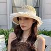 Breathable Vacation Beach Cap Lightweight Woven Sun Cap Wide Brimmed Straw Hat  Spring / Summer
