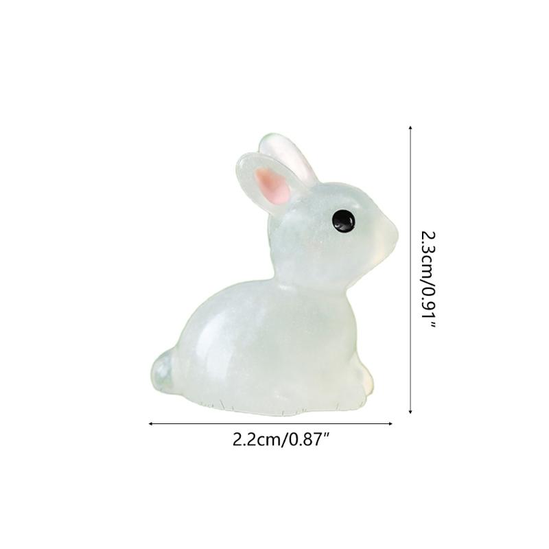 10pcs Cute Luminous Resin Easter Bunny Ornament Glowing in the Dark Miniature Rabbits Figurines Micro Landscape Decor