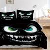 3pcs Anime Monster Face Design Pillowcase Set, Includes One Quilt Cover and Two Pillowcases (No Core), Perfect for Bedroom and Guest Room