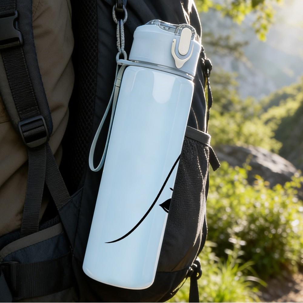 1PC Minimal Woman Face Line Sketch Print 750ml Color Plastic Sports Water Bottle Leakproof Flip Straw Lid Suitable for Sports Office Home Use